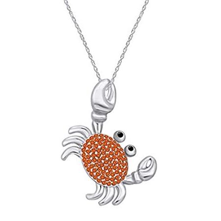 AFFY Round Cut Simulated Citrine and Black Cubic Zirconia Pave Crab Charm P