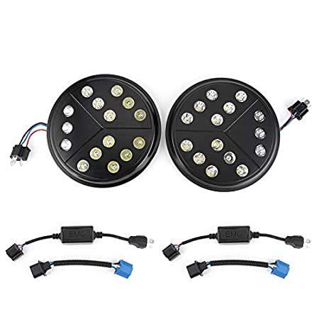 LED　Headlight　Fit　Waterproof　LED　IP68　of　For　7in　Pair　Jeep　Wrangl,　Headligh