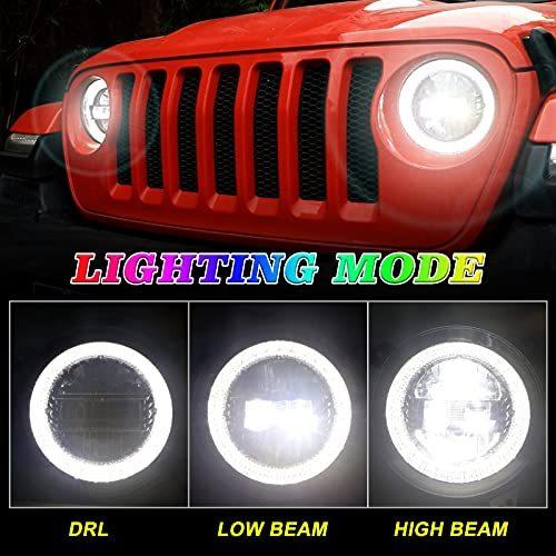 9&quot;　inch　RGB　with　Led　Wrang　Headlights　Round　Compatible　Headlights　Halo　Jeep