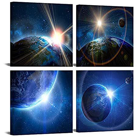 Biuteawal 天文学 ウォールアート 銀河 星空 宇宙 絵画 絵画 宇宙 星 宇宙 宇宙 アートワーク ウォールプリント 惑星 壁装飾 ホームオ