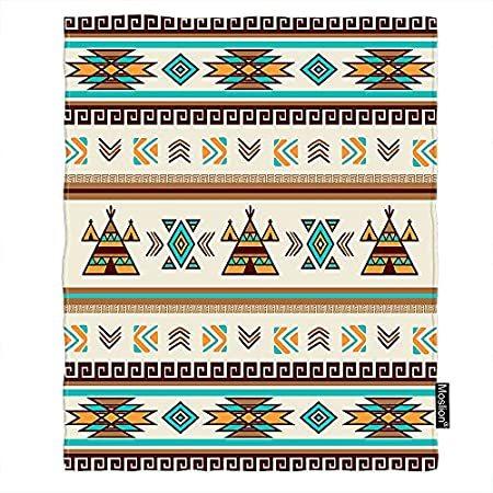 Moslion Native American Print Comfort Throw Blanket Tribal Pattern Ethnic D