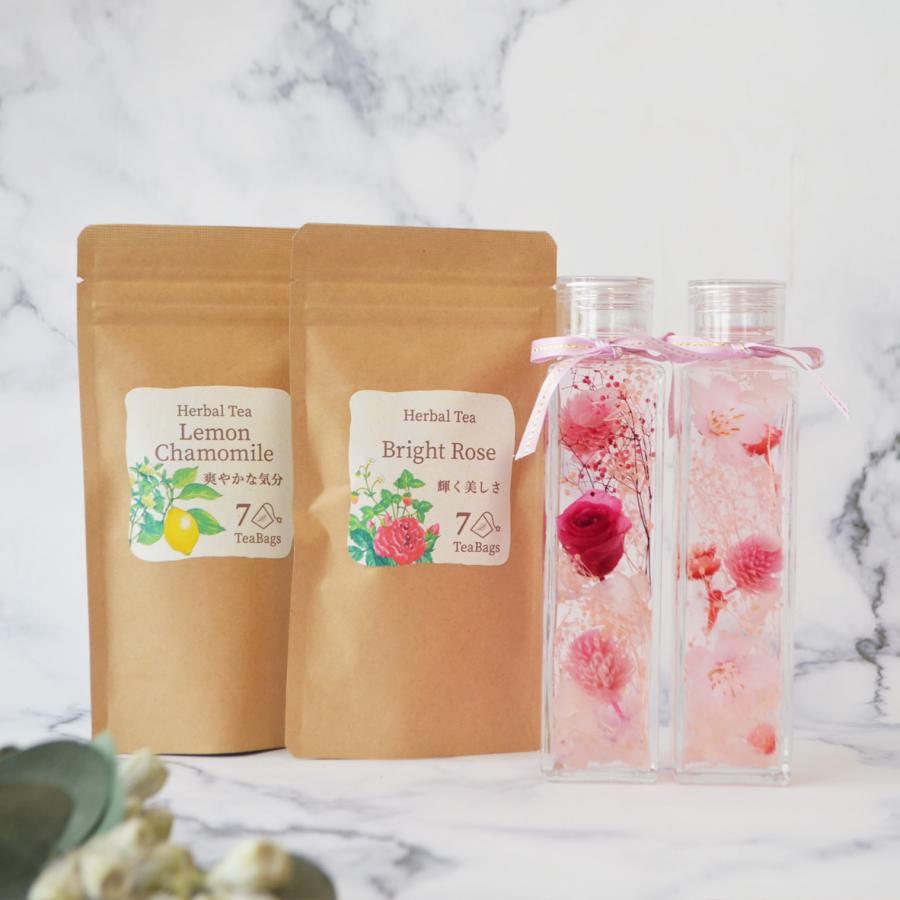 遅れてごめんね母の日 ハーバリウム ギフト プレゼント 花 選べる！桜と薔薇の素敵なハーバリウム＆ハーブティーギフトセット メッセージカード付 贈り物 |  | 03