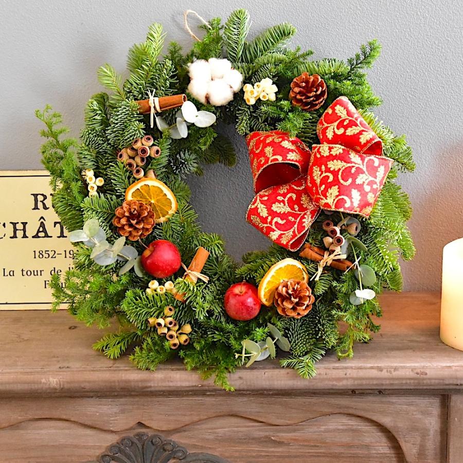 みぃ❣️オレゴン産モミ　クリスマスリース　直径28〜30㎝ クリスマスリース 早割 手作り スタンダード35cm 玄関 オレゴン産 モミ