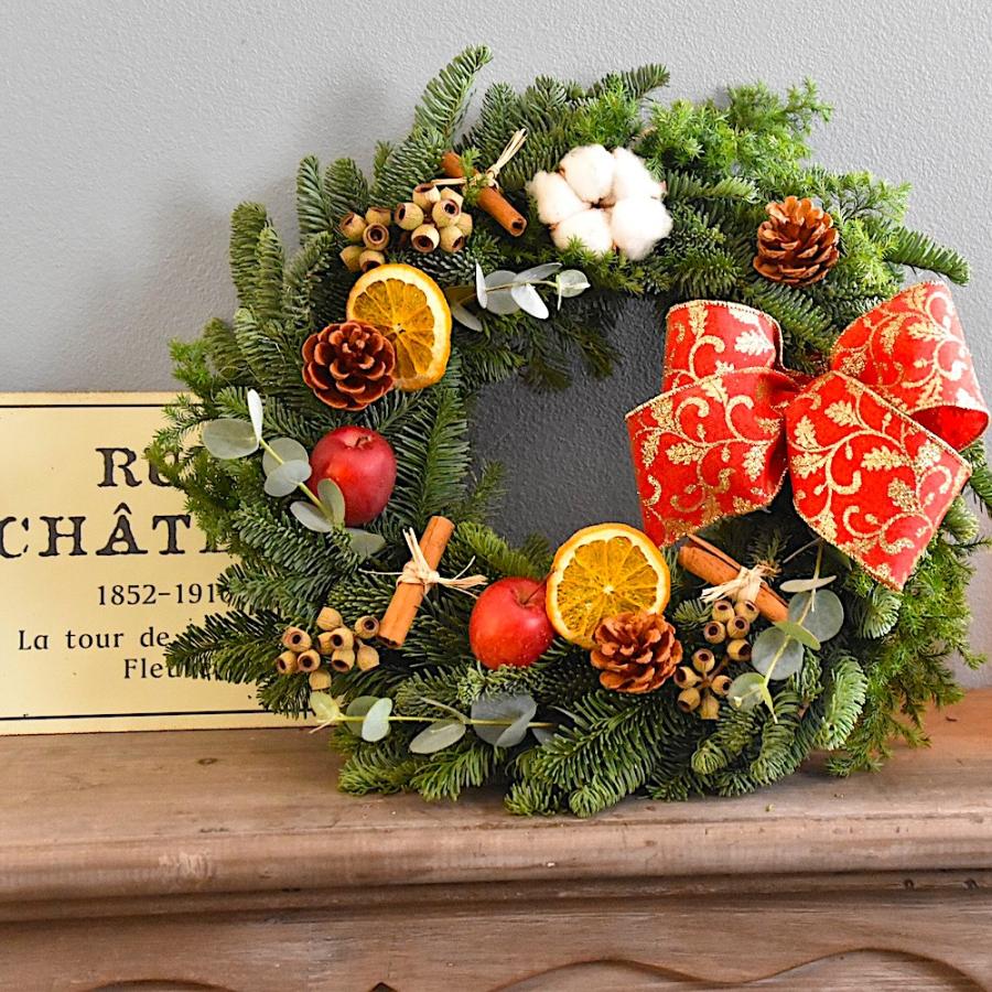 クリスマスリース クーポン付き 手作り スタンダード35cm 玄関