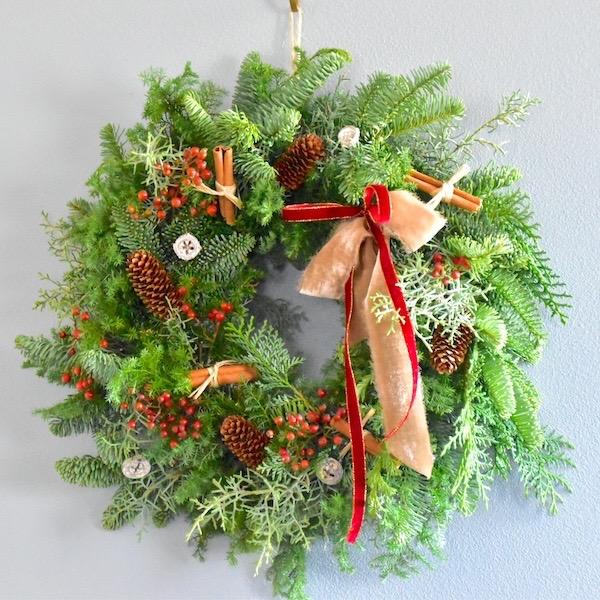 クリスマスリース 早割 手作り本物 玄関 オレゴン産 生モミ フレッシュ