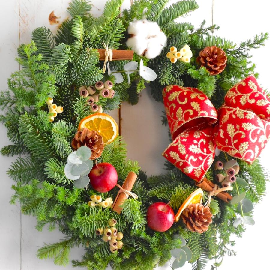 クリスマスリース 早割 手作り デラックス50cm 玄関 大きい オレゴン産