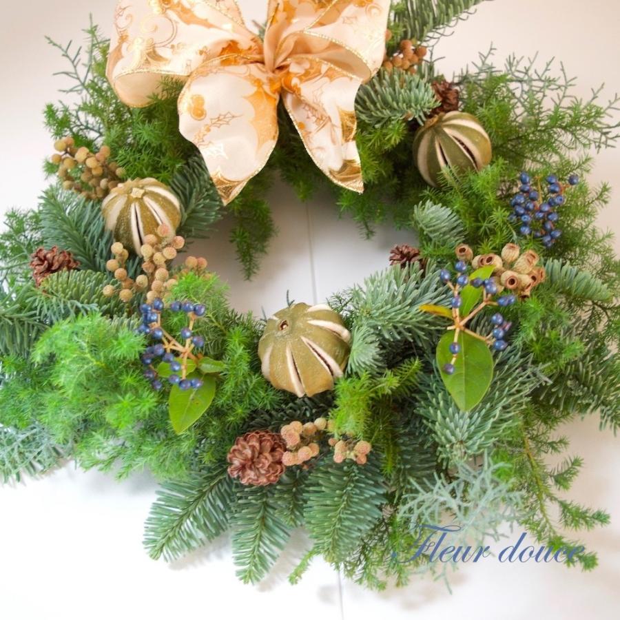 クリスマスリース 早割 手作り 本物 玄関 大きい オレゴン産 生モミ
