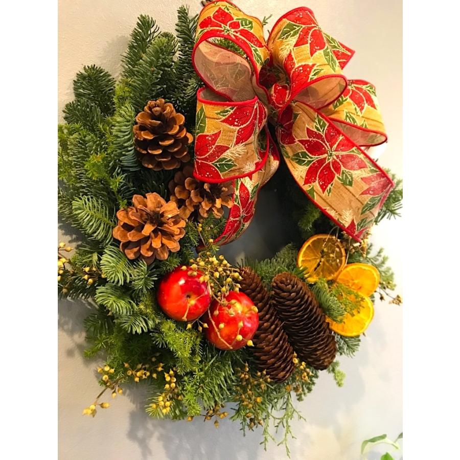 クリスマスリース 早割 手作り本物 玄関 大きい オレゴン産 生モミ