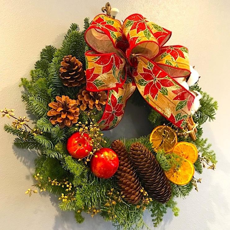 クリスマスリース 早割 手作り本物 玄関 大きい オレゴン産 生モミ