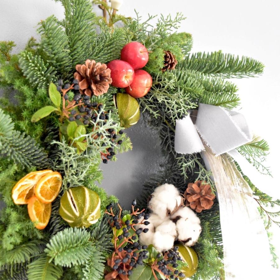 クリスマスリース 早割 手作り 本物 玄関 大きい オレゴン産 生モミ