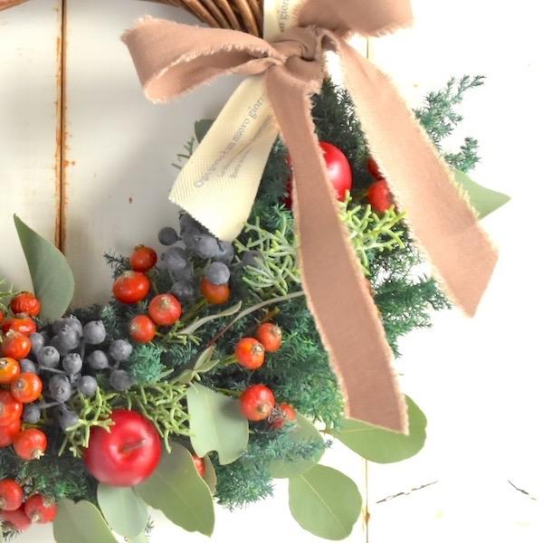 高級感あふれる赤いプリザーブドフラワーのフラワーリース 大型直径35cm fleurdouce_ch025