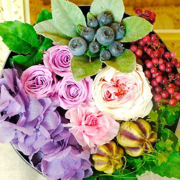 フラワーアレンジ　ボックス　プリザーブドフラワー　ローズ　パープル　プリザーブドフラワー　香り　パープル　ギフト　BOX　 |  | 01