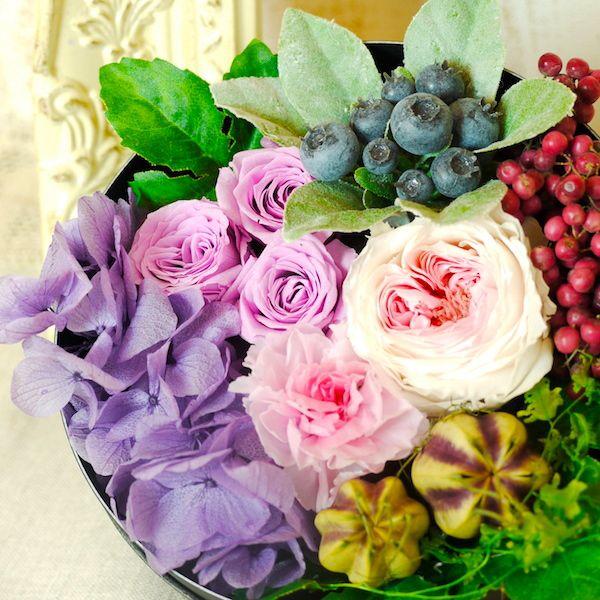 フラワーアレンジ　ボックス　プリザーブドフラワー　ローズ　パープル　プリザーブドフラワー　香り　パープル　ギフト　BOX　 |  | 03