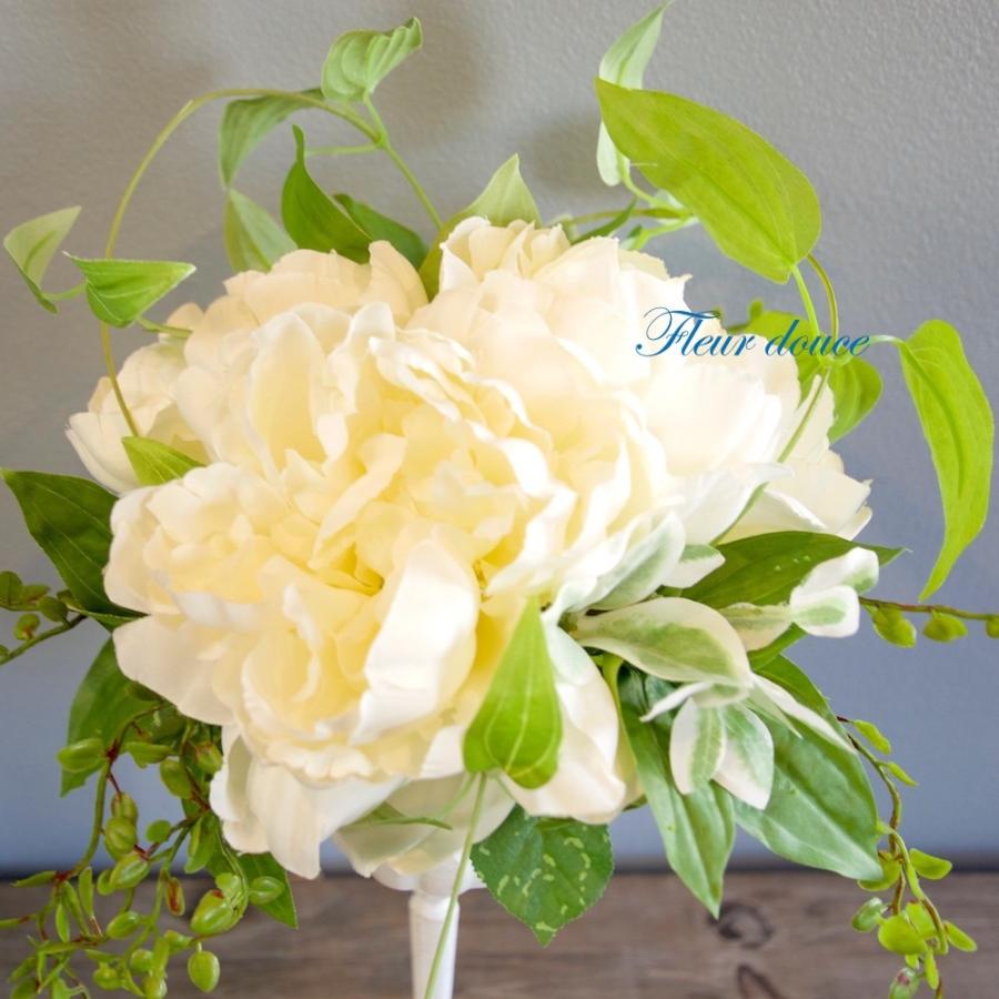 フラワーアレンジ　ピオニー　シャクヤク　ホワイト　スタンド　エレガント　ピオニーブーケアレンジ　送料無料 |  | 04