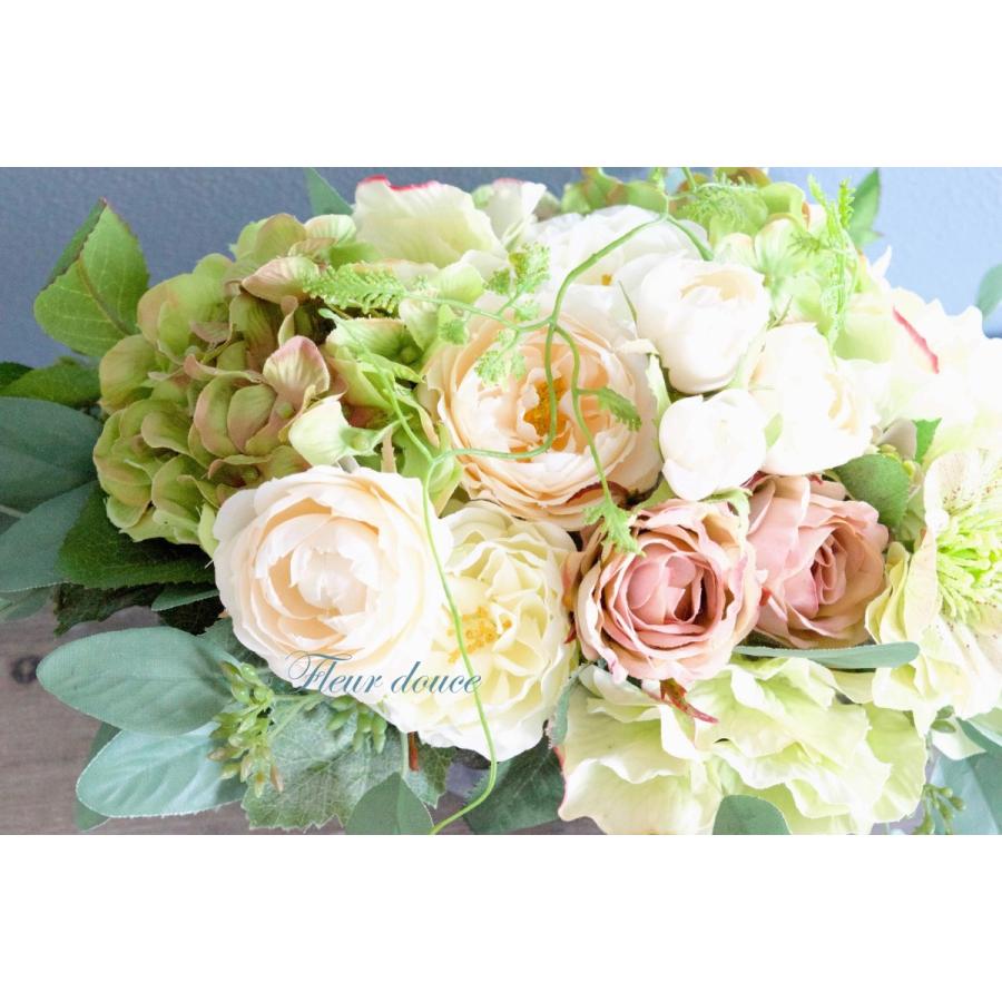 フラワーアレンジ　ホワイト　グリーン　ローズ　アジサイ　クリスマスローズ　ユーカリ　エクリュブラン　コンポート　ギフト　送料無料 |  | 02