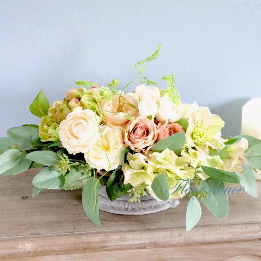 フラワーアレンジ　ホワイト　グリーン　ローズ　アジサイ　クリスマスローズ　ユーカリ　エクリュブラン　コンポート　ギフト　送料無料 |  | 05