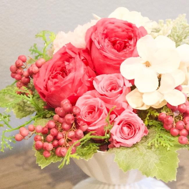 フラワーアレンジ 　プリザーブドフラワー　オールドローズ　ピンク　香り　ピンクローズのアレンジ　送料無料　ギフト |  | 01