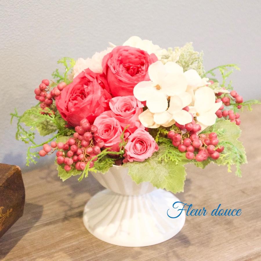 フラワーアレンジ 　プリザーブドフラワー　オールドローズ　ピンク　香り　ピンクローズのアレンジ　送料無料　ギフト |  | 02