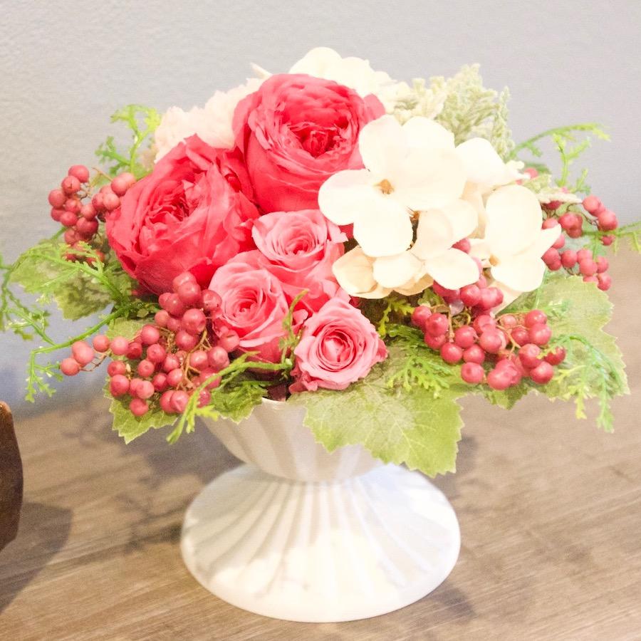 フラワーアレンジ 　プリザーブドフラワー　オールドローズ　ピンク　香り　ピンクローズのアレンジ　送料無料　ギフト |  | 03