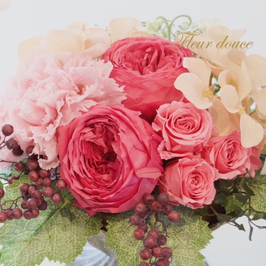 フラワーアレンジ 　プリザーブドフラワー　オールドローズ　ピンク　香り　ピンクローズのアレンジ　送料無料　ギフト |  | 04
