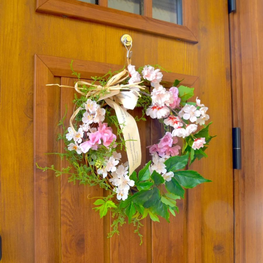 リース 玄関 桜 ピンク かわいい ナチュラル シンプル グリーン 35cm