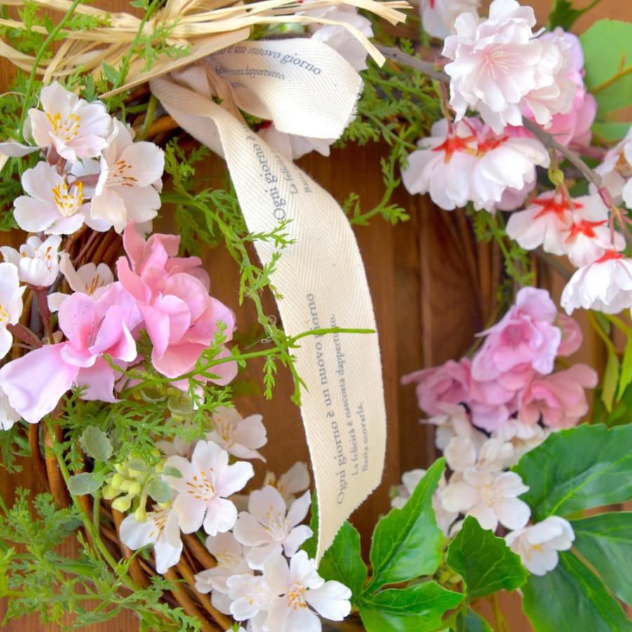 リース 玄関 桜 ピンク かわいい ナチュラル シンプル グリーン 35cm