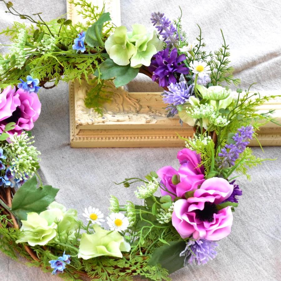 ユーカリとアネモネフラワーのラウンドリース ナチュラル 大きめ 617865957d8debe69fc54a27862d98