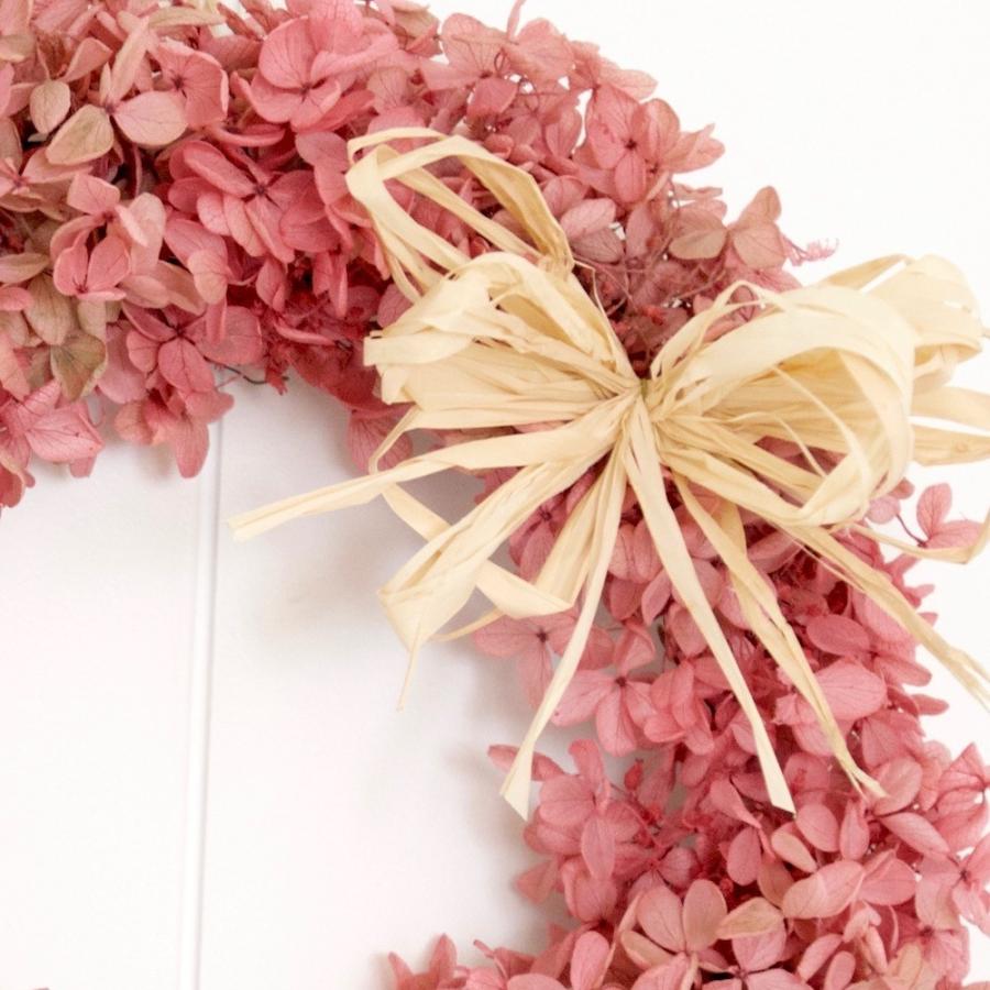 リース 玄関 プリザーブドフラワー アジサイ 香り ふんわり ピンク