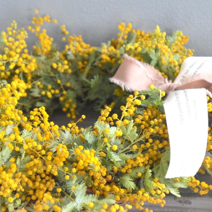 ミモザのリース フレッシュ ドライ 30cm 大きめ 送料込 : Fleur douce