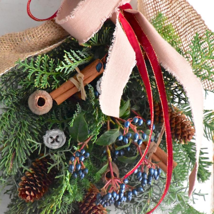 クリスマススワッグ 手作り 本物 早割 玄関 ブルー オレゴン産 生モミ