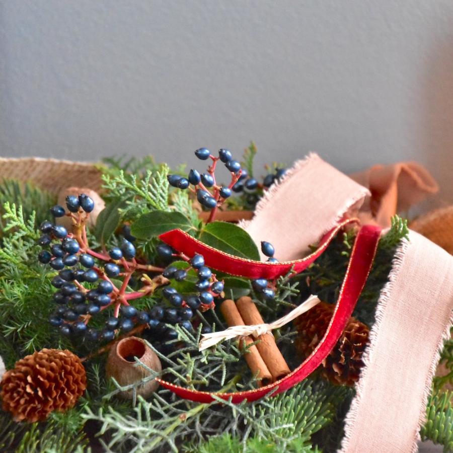 見本　クリスマススワッグ　クリスマスリース　フレッシュ クリスマススワッグ 手作り 本物 早割 玄関 ブルー オレゴン産 生モミ