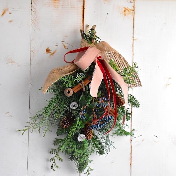 クリスマススワッグ 手作り 本物 早割 玄関 ブルー オレゴン産 生モミ