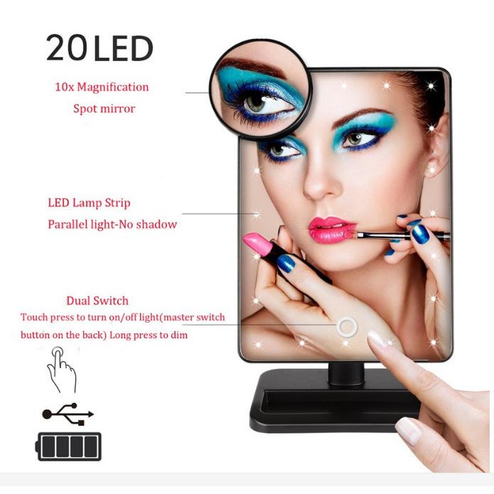 女優ミラー LED Bluetooth スピーカー 充電ポート付き スマートビューティーLEDミラー W02255 女優ミラー 女優鏡 LEDミラー