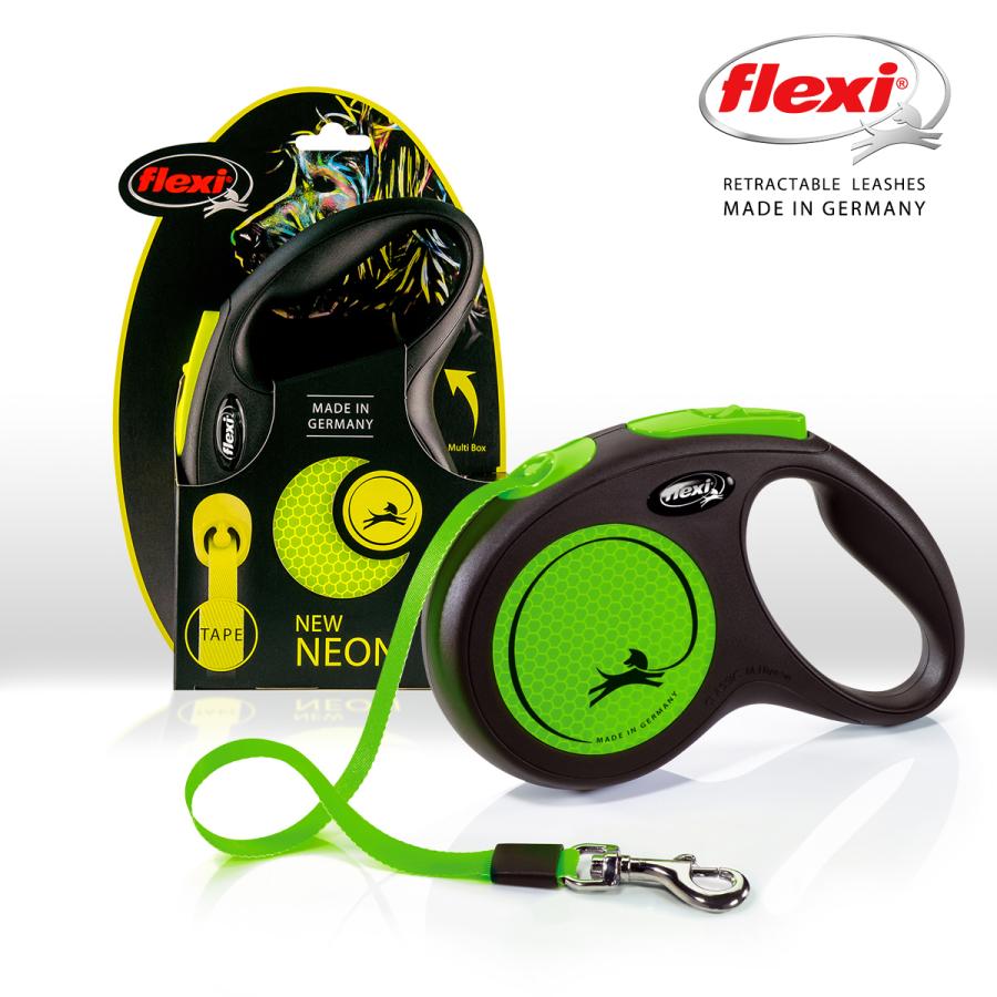 flexi（フレキシ） フレキシリード 伸縮リード 中型犬 ネオン テープ