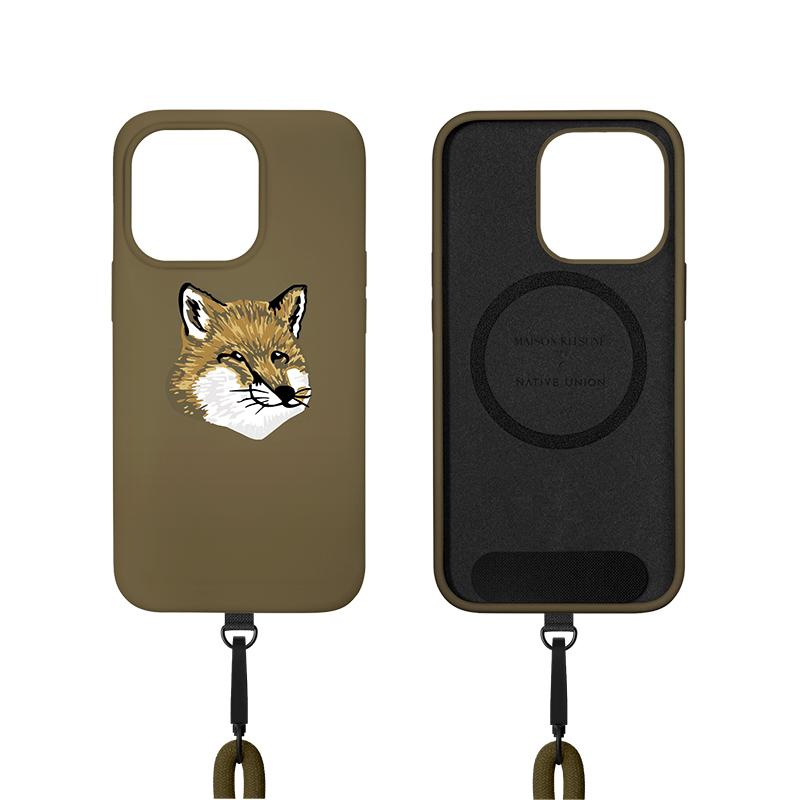 Maison Kitsune x Native Union MONOCHROME FOX HEAD SLING CASE FOR IPHONE 14  PRO（Khaki Grey）メゾンキツネ アイフォンケース【国内正規代理店品】 :monochromefoxhead-14p-kg:Feelgood 
