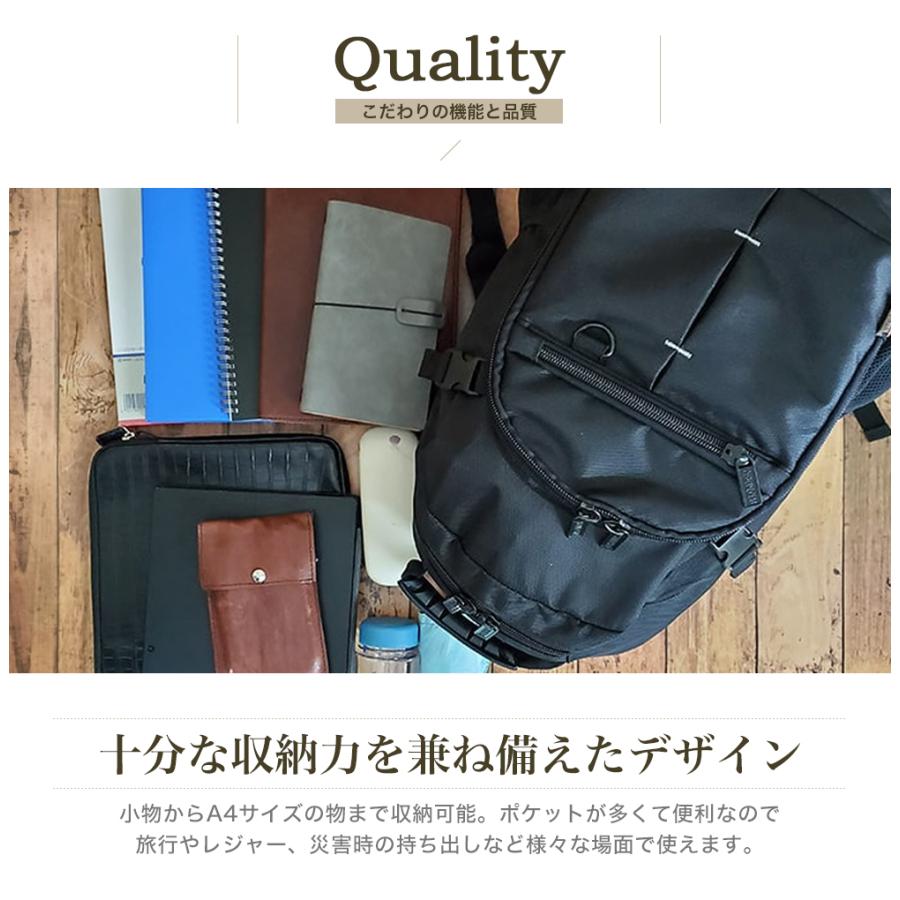 バッグ リュック ビジネスバッグ メンズ 背面メッシュ 多機能 PC・タブレット対応 ポケット A4 大容量 通勤 出張 ブラック PC対応デイパック 42510【送料無料】 | FLiC | 02