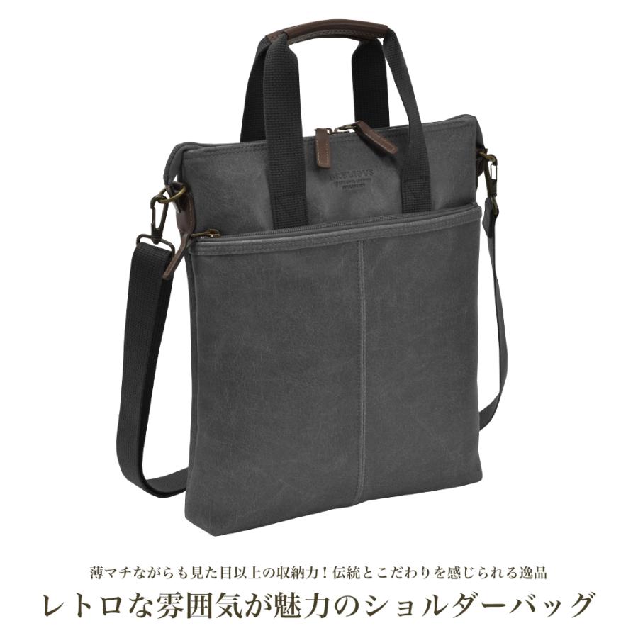 バッグ ショルダーバッグ 手提げ 肩掛け メンズ レディース 日本製 ショルダー 鞄 黒 キャメル ブレリアス白化合皮薄型手提タテ bag-41（26674）【送料無料】 |  | 01