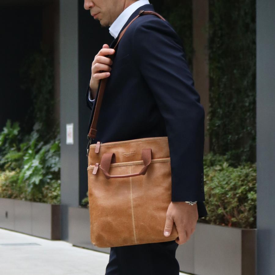 バッグ ショルダーバッグ 手提げ 肩掛け メンズ レディース 日本製 ショルダー 鞄 黒 キャメル ブレリアス白化合皮薄型手提タテ bag-41（26674）【送料無料】 |  | 08