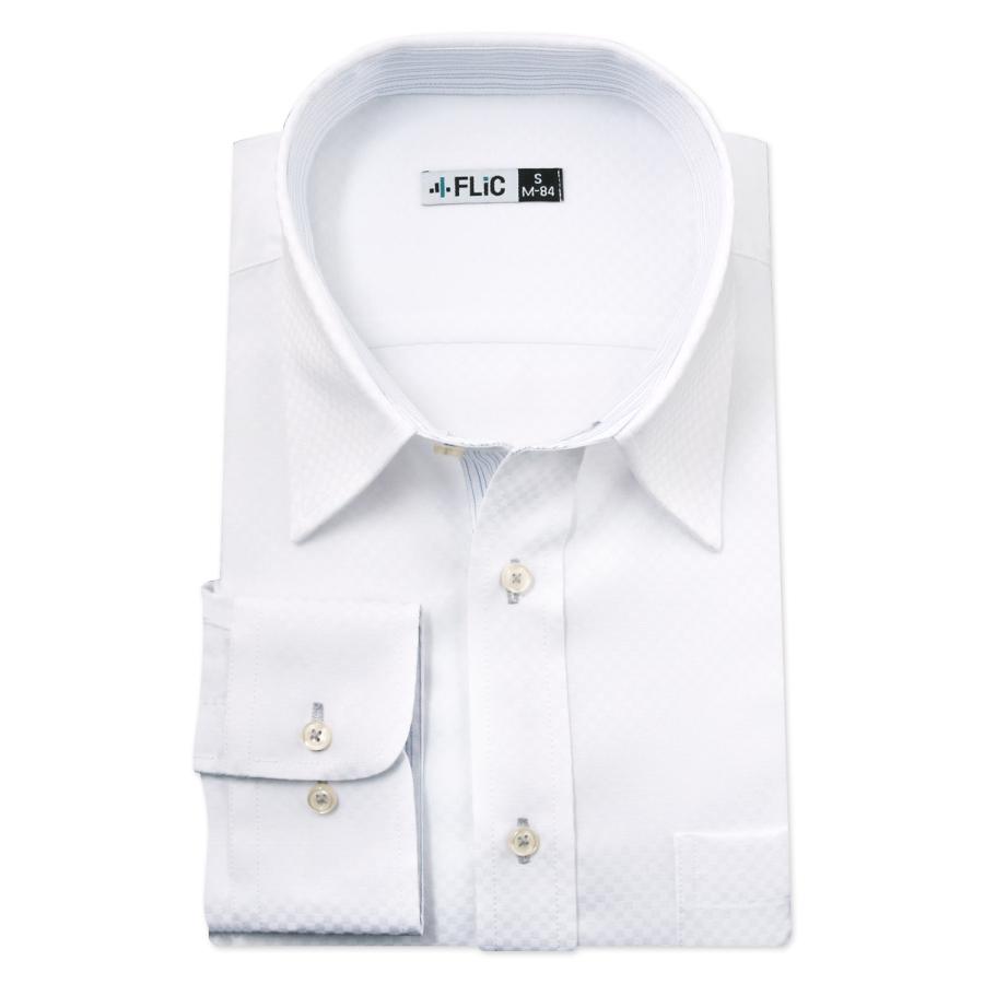 ワイシャツ 長袖 メンズ 形態安定 レギュラーカラー 織柄 ホワイト 白 ドレスシャツ Yシャツ カッターシャツ ビジネス 大きいサイズ スリム おしゃれ / dr3003 | FLiC