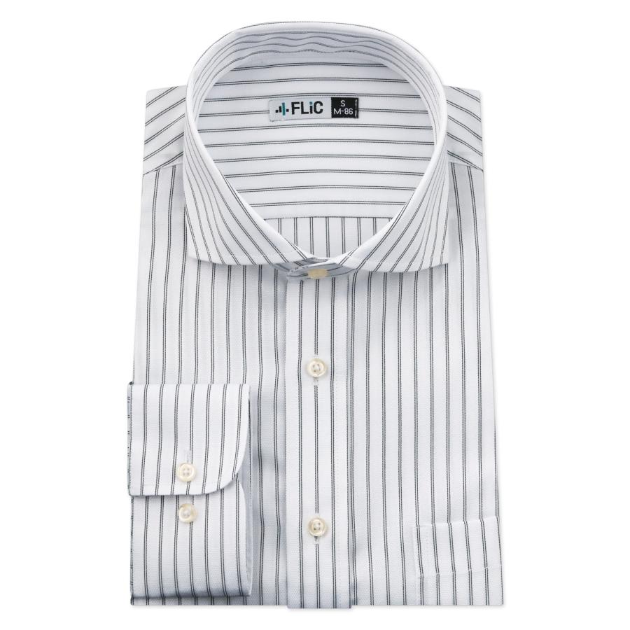 ワイシャツ メンズ ホリゾンタル ワイド 長袖 形態安定 シャツ ビジネス ノーマル スリム yシャツ カッターシャツ 定番 ストライプ 大きいサイズ / gh1508 | FLiC