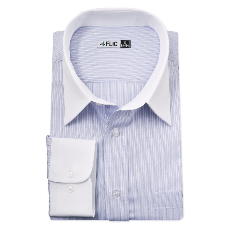 ワイシャツ 長袖 メンズ 形態安定 レギュラーカラー クレリック ストライプ パープル Yシャツ カッターシャツ ビジネス 大きいサイズ スリム おしゃれ / gr3052 | FLiC