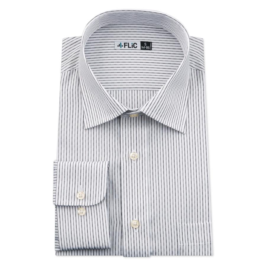 ワイシャツ メンズ ショートワイド ワイド 長袖 形態安定 シャツ ビジネス ノーマル スリム yシャツ カッターシャツ 定番 ストライプ 大きいサイズ / gw1507 | FLiC