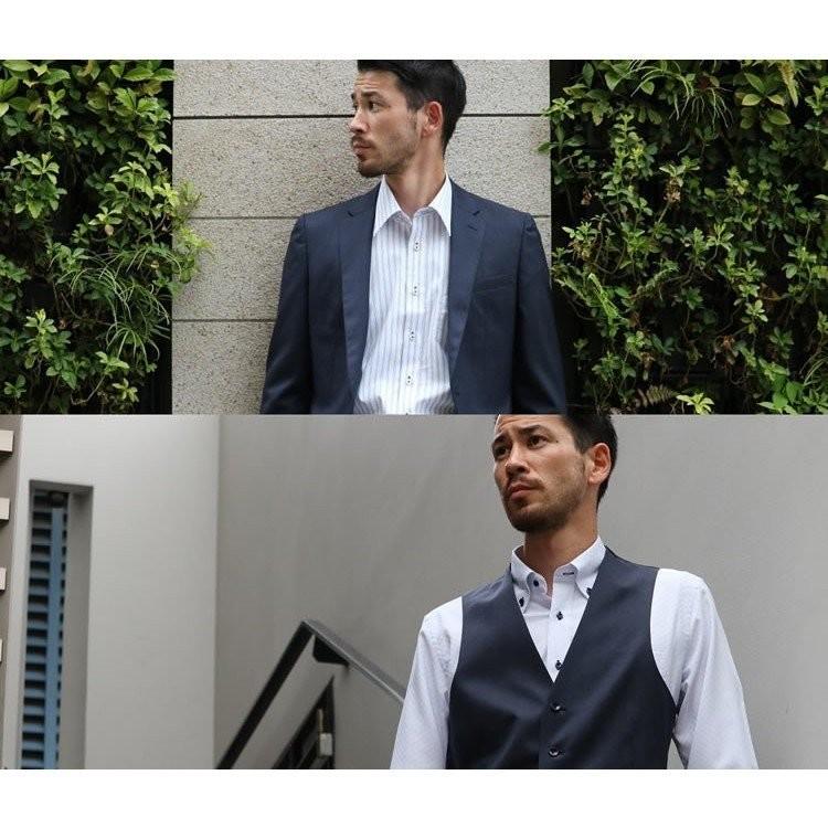 【3枚セット】ワイシャツ メンズ 長袖 形態安定 ノーアイロン ドライ ストレッチ 吸水速乾 織柄 ホリゾンタル レギュラーカラー ショートワイド ボタンダウン | FLiC | 17