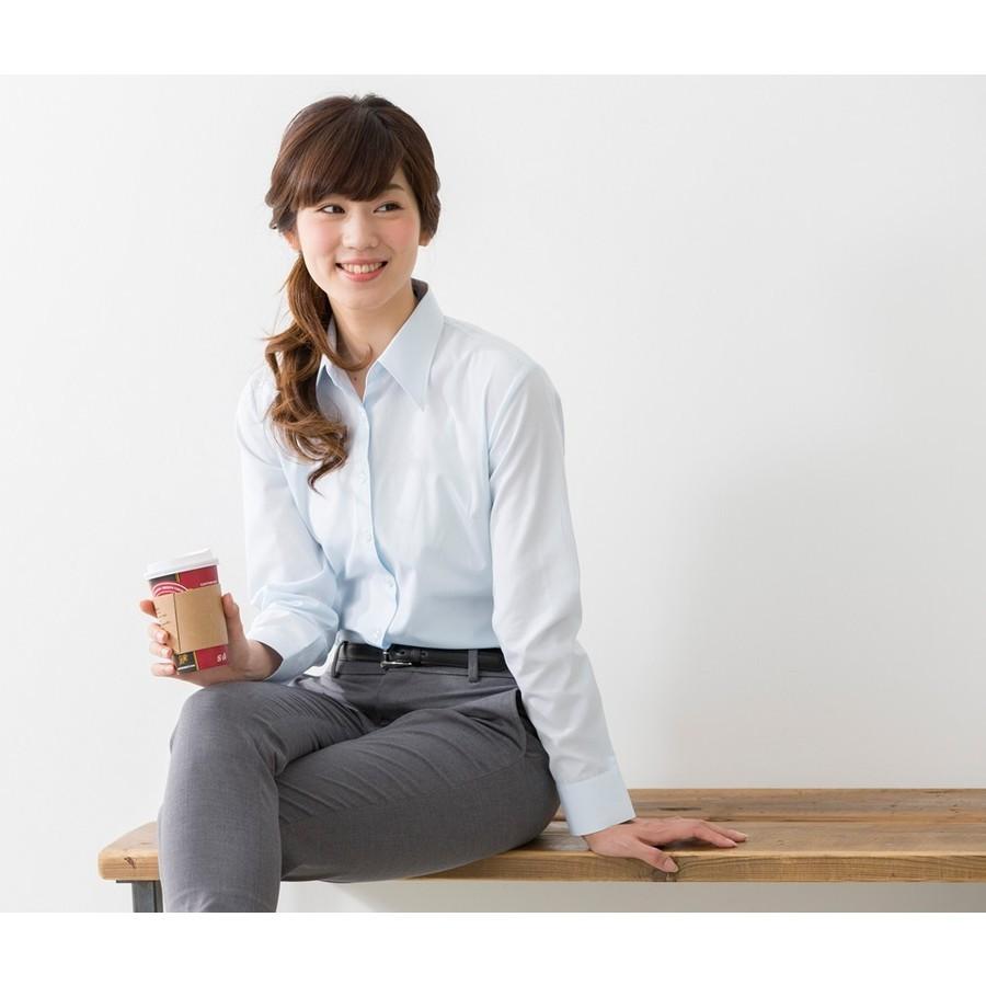 ブラウス ワイシャツ レディース 長袖 七分袖 レギュラーカラー オフィス ビジネス フォーマル シャツ 事務服 制服 スリム la-01【メール便送料無料】 | FLiC | 15