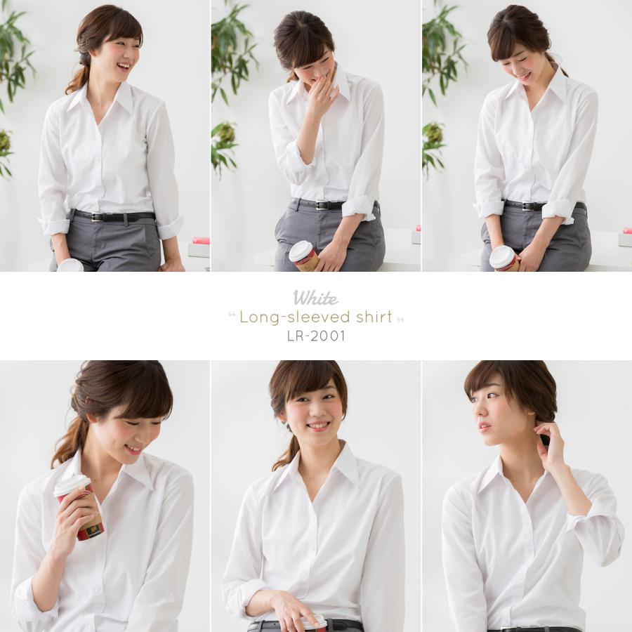 レギュラーカラー ブラウス ワイシャツ レディース オフィス スリム 白 ホワイト/ lr2001 | FLiC | 03