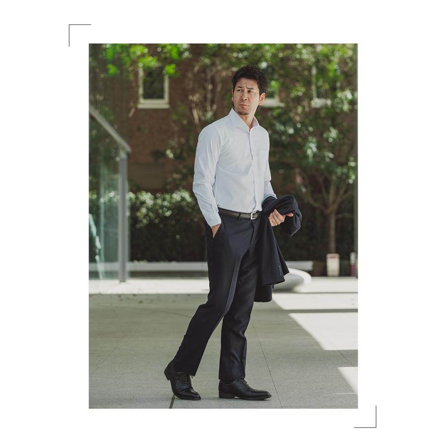 ワイシャツ ノーアイロン メンズ 長袖 透けにくい ストレッチ 吸水速乾 レギュラーカラー ボタンダウン ホリゾンタルカラー  / pm【メール便送料無料】 | FLiC | 12