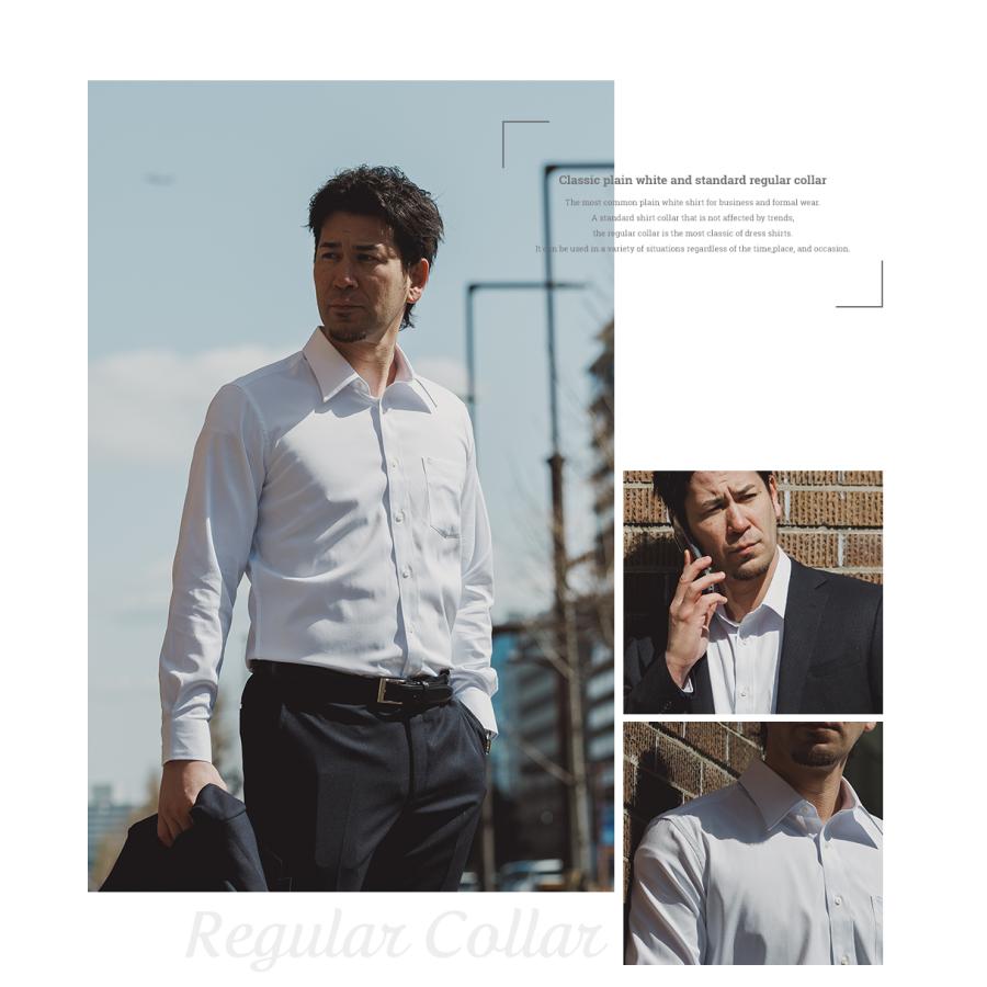 ワイシャツ ノーアイロン メンズ 長袖 透けにくい ストレッチ 吸水速乾 レギュラーカラー ボタンダウン ホリゾンタルカラー  / pm【メール便送料無料】 | FLiC | 03