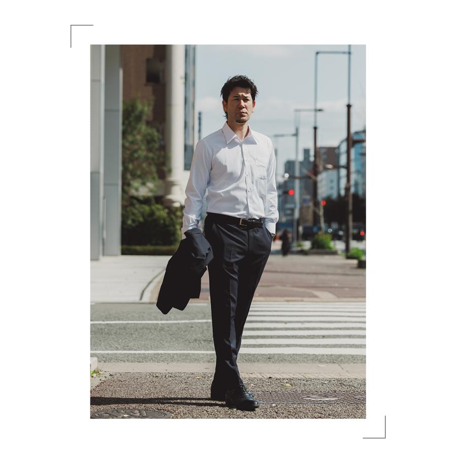 ワイシャツ ノーアイロン メンズ 長袖 透けにくい ストレッチ 吸水速乾 レギュラーカラー ボタンダウン ホリゾンタルカラー  / pm【メール便送料無料】 | FLiC | 04