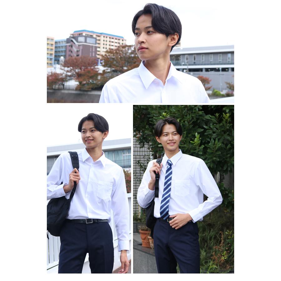 スクールシャツ 男子 長袖 形態安定 制服 メンズ カッターシャツ ワイシャツ 白 Yシャツ A体 学生シャツ 学生服 学生 子供 卒業 入学 / um【メール便送料無料】 | FLiC | 06