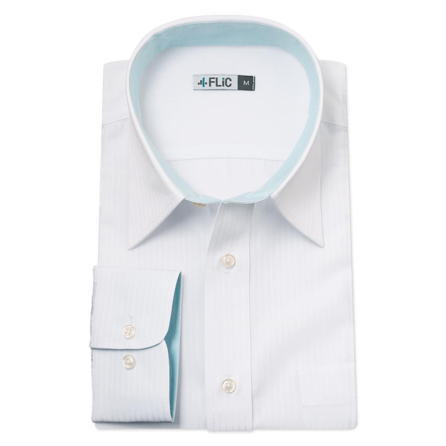 暖かい 冬用 ワイシャツ 吸湿発熱素材 長袖 形態安定 ビジネス メンズ レギュラーカラー おしゃれ 織柄 ストライプ カッターシャツ Yシャツ 秋 冬 / wr1901 | FLiC